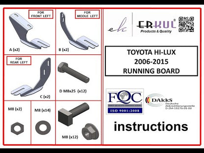 Side Steps Allmond Grey (2 pcs, Aluminum) for Toyota Hilux 2006-2015 - video 1