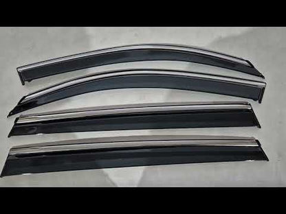 Window deflectors with chrome trim (4 pcs, Niken) for Skoda Kodiaq 2016-2023 - video 1