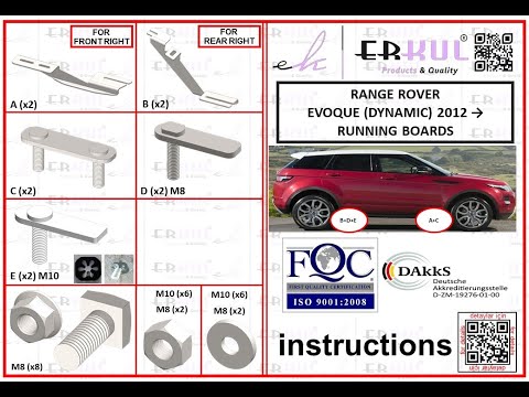 Mounting brackets for side steps for Range Rover Evoque 2012-2018 - video 2