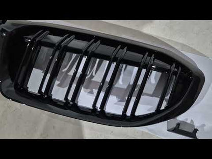M-Look V2 Kidney Grilles (2018-2022, Gloss Black) for BMW 3 Series G20/G21 2018- - video 1