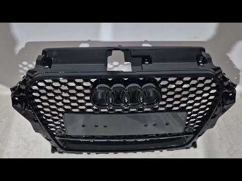 Front Grille RS-Style with Quattro Emblem (2012-2016, black) for Audi A3 2012-2020 - video 1