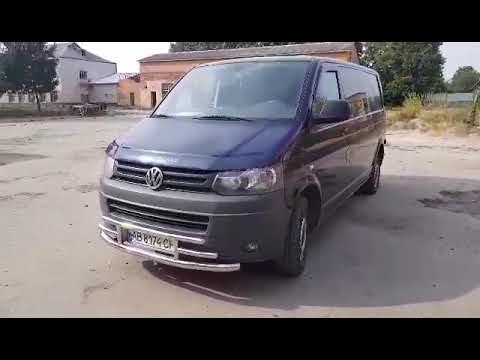Front bumper guard F3-42 (stainless steel) for Volkswagen T5 2010-2015 - video 1