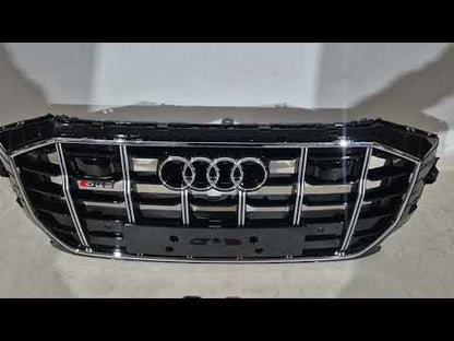 Front Grille SQ-Style (2018-2023, black with chrome) for Audi Q8 2018- - video 1