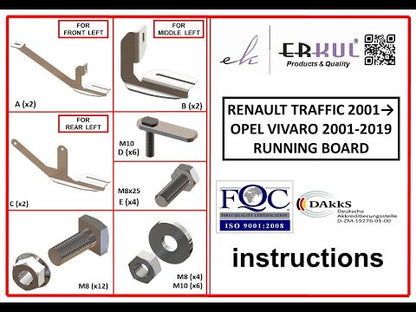 Side Steps Maydos V1 (2 pcs, Aluminum) for Renault Trafic 2015- - video 1