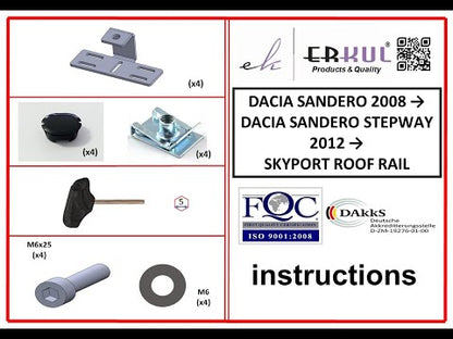 Roof Rails Skyport (matte grey) for Renault Sandero 2013-2022 - video 1