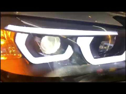 Front headlights with LED lighting (2 pcs, dark) for BMW X5 E-70 2007-2013 - video 1