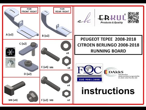 Side Steps Duru (2 pcs, Aluminum) for Peugeot Partner Tepee 2008-2018 - video 1
