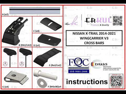Roof rack for fixed points lockable Wingbar V3 (2 pcs) for Renault Kangoo/Express 2021- - video 2