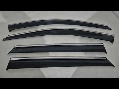 Window Deflectors with Chrome Trim Niken Luxury (4 pcs) for Hyundai Santa Fe 3 2012-2018 - video 1