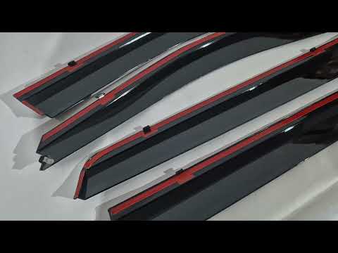 Window deflectors with chrome trim (4 pcs, Niken) for Hyundai Santa Fe 2 2006-2012 - video 1