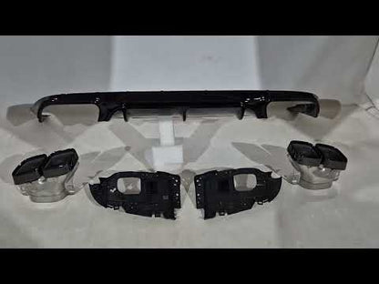 Rear diffuser with exhaust tips (AMG63 Design) for Mercedes E-class coupe C238 2016-2024 - video 1