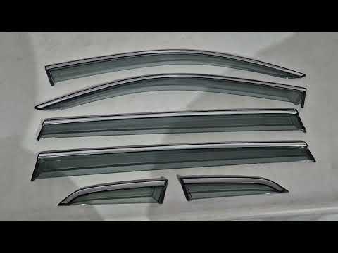 Window Deflectors with Chrome Trim Niken Luxury (Long, 6 pcs) for Volkswagen Tiguan 2016-2023 - video 1