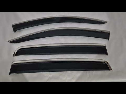 Window Deflectors with Chrome Trim Niken Luxury (2015-2022, 4 pcs) for Ford Ranger 2011-2022 - video 1
