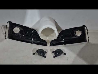 Fog light grilles with fog lamp (2016-2019, 2 pcs, Black) for Audi A5 2016-2025 - video 1