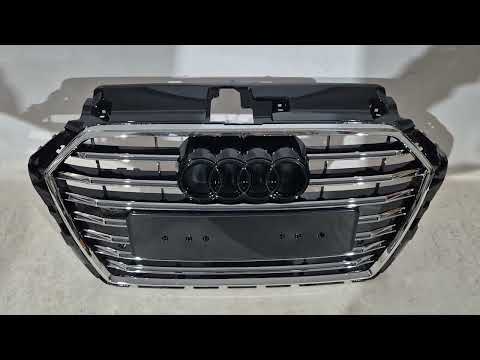 Front Grille S-Style (2016-2020, Black with Chrome) for Audi A3 2012-2020 - video 1