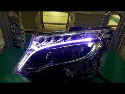 Front headlights V-Class design LED (for Vito, set of 2) for Mercedes Vito/V-class W447 2014- - video 1