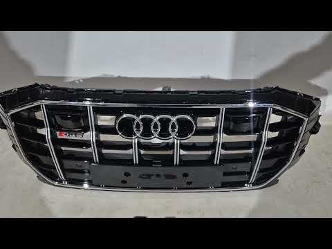 Front Grille SQ-Style (2018-2023, black with chrome) for Audi Q8 2018- - video 1