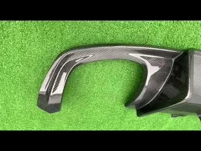 Rear Bumper Diffuser (for Base SD 2015-2019, Carbon) for Audi A4 B9 2015-2024 - video 2