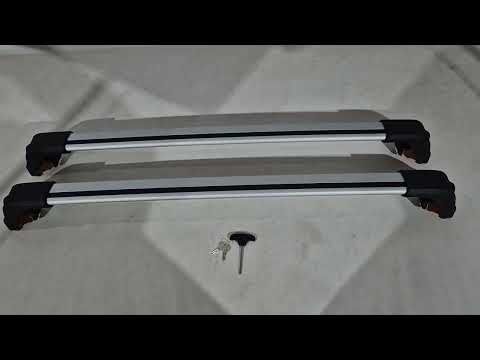 Roof Rack Cross Bars for Integrated Roof Rails Ecem V2 120 cm (2 pcs) for Mazda MPV 2006-2016 - video 1