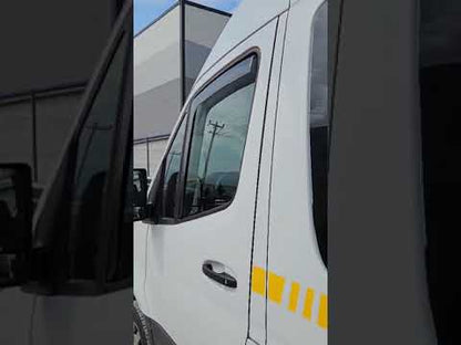 In-channel window deflectors (smoke, 2 pcs, Cagatay) for Mercedes Sprinter W907/W910 2018- - video 1