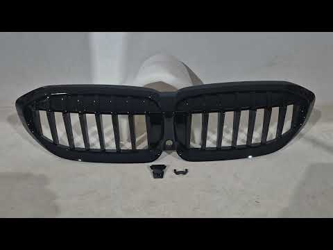 Kidney Grilles 1 Bar (2018-2022, Gloss Black) for BMW 3 Series G20/G21 2018- - video 1