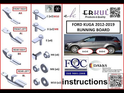 Side Steps Bosphorus Black (2 pcs, Aluminum) for Ford Kuga/Escape 2013-2019 - video 1
