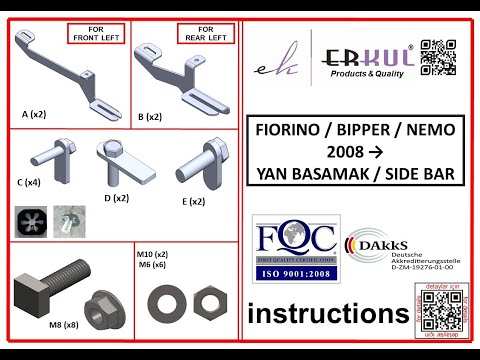 Mounting brackets for side steps for Peugeot Bipper 2008-2017 - video 2