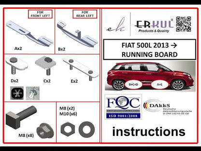 Mounting brackets for side steps for Fiat 500/500L 2013-2022 - video 1
