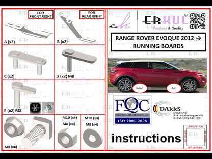 Side Steps Maydos V1 (2 pcs, Aluminum & Stainless Steel) for Range Rover Evoque 2012-2018 - video 1