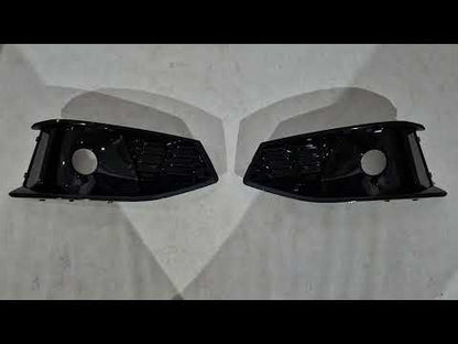 Fog Light Grilles RS-Style (2020-2022, 2 pcs, Black) for Audi A4 B9 2015-2024 - video 1