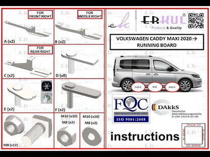 Side Steps Maydos V1 (2 pcs, Aluminum & Stainless Steel) for Ford Connect 2021- - video 1