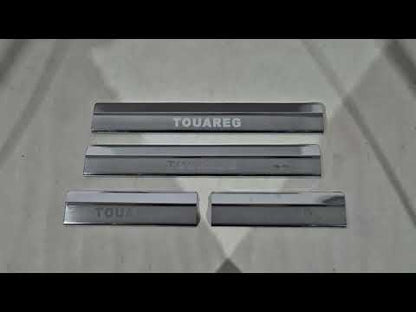 Door Sill Covers Carmos V2 (4 pcs, Stainless Steel) for Volkswagen Touareg 2010-2018 - video 1