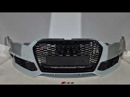 Front bumper with black RS6-Style grille (2014–2017) for Audi A6 C7 2011-2017 - video 2