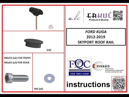 Roof Rails Skyport (silver) for Ford Kuga/Escape 2013-2019 - video 1