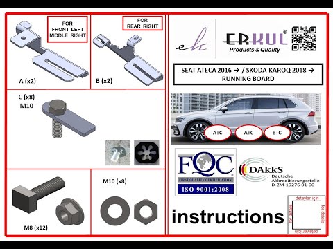 Mounting brackets for side steps for Skoda Karoq 2018- - video 1