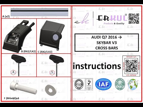 Roof rack (cross bars) for integrated roof rails Skybar V2 120 cm (set of 2) for Audi Q3 2011-2019 - video 1