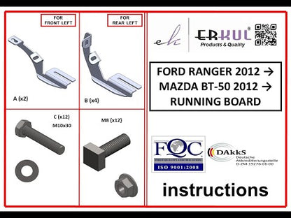 Side Steps Allmond Grey (2 pcs, Aluminum) for Ford Ranger 2011-2022 - video 1