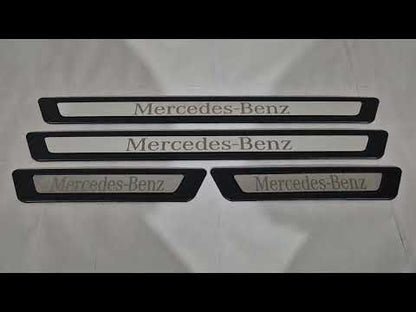 Universal Door Sill Protectors Mercedes V-3 (4 pcs, Stainless Steel) for Mercedes - video 1