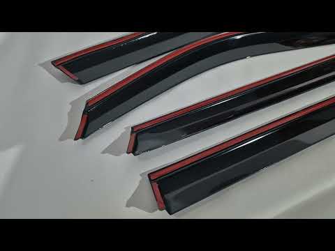 Window deflectors with chrome trim (4 pcs, Niken) for Hyundai Santa Fe 2 2006-2012 - video 2