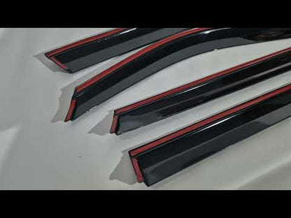 Window deflectors with chrome trim (4 pcs, Niken) for Hyundai Santa Fe 2 2006-2012 - video 2
