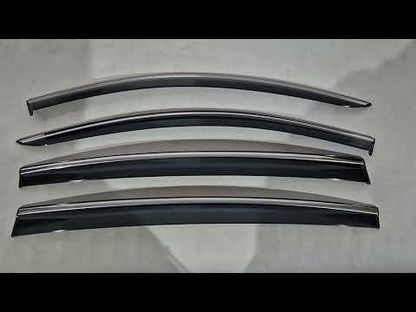 Window deflectors with chrome trim (4 pcs, Niken) for Dacia Sandero 2013-2020 - video 1