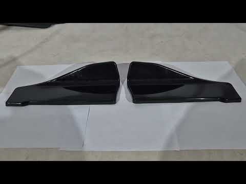 Universal Flap Rear Bumper Extensions Type-C (2 pcs, Gloss Black, ABS Plastic) - video 1