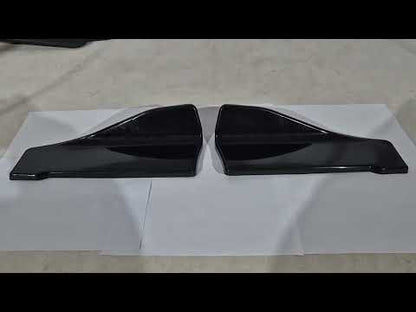 Universal Flap Rear Bumper Extensions Type-C (2 pcs, Gloss Black, ABS Plastic) - video 1