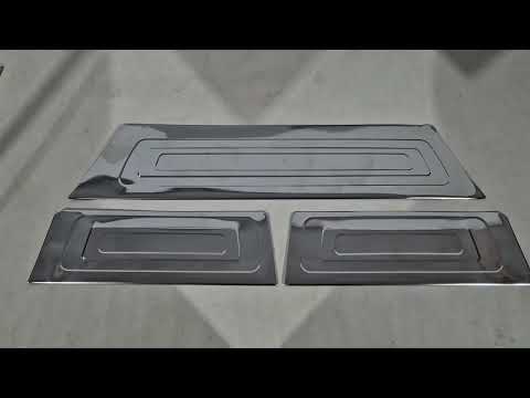Interior door sill covers (3 pcs, stainless steel) for Ford Custom 2023- - video 1
