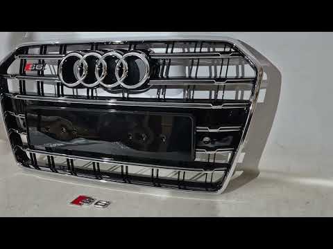 Front Grille Black with Chrome Frame S-Style (2014-2017) for Audi A6 C7 2011-2017 - video 1