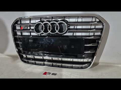 Front black grille with chrome frame S-style (2011-2014) for Audi A6 C7 2011-2017 - video 1