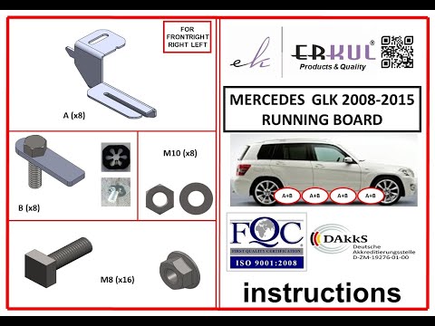 Mounting brackets for side steps for Mercedes GLK сlass X204 2008-2015 - video 1