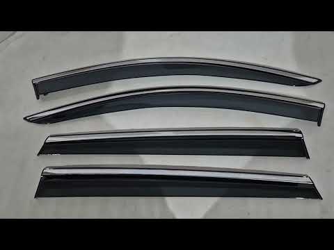 Window Deflectors with Chrome Trim Niken Luxury (4 pcs) for Hyundai Santa Fe 4 2018-2023 - video 1