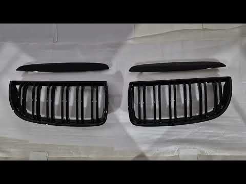 Kidney Grilles M-Look (for E-90/91, 2005-2008, Gloss Black) for BMW 3 Series E90/E91 2005-2011 - video 2