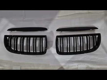 Kidney Grilles M-Look (for E-90/91, 2005-2008, Gloss Black) for BMW 3 Series E90/E91 2005-2011 - video 2